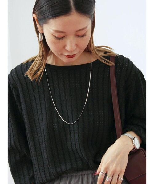 Samansa Mos2 blue(サマンサモスモスブルー)の「ジャカードボリュームスリーブプルオーバー(Tシャツ/カットソー・レディース・ブラウン/キナリ/ブラック・F)」の14枚目の写真
