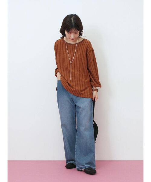 Samansa Mos2 blue(サマンサモスモスブルー)の「ジャカードボリュームスリーブプルオーバー(Tシャツ/カットソー・レディース・ブラウン/キナリ/ブラック・F)」の7枚目の写真
