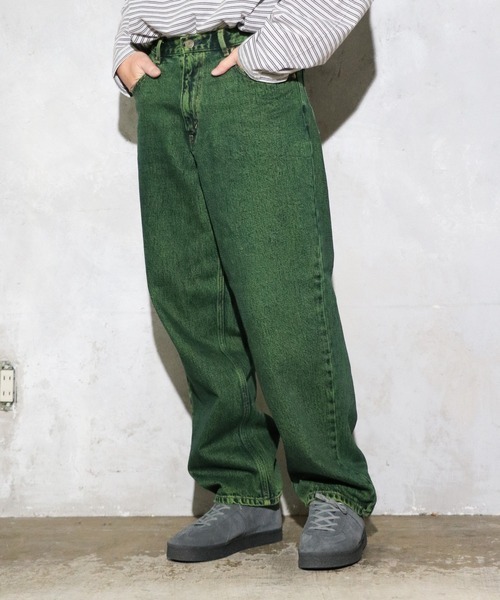 GUNG HO（ガンホー）の「GUNG HO / ガンホー DENIM TAPARED PANTS OVER DYE ワイドデニムパンツ（デニムパンツ・メンズ・パープル/グリーン・SMALL/MEDIUM/LARGE）」の20枚目の写真