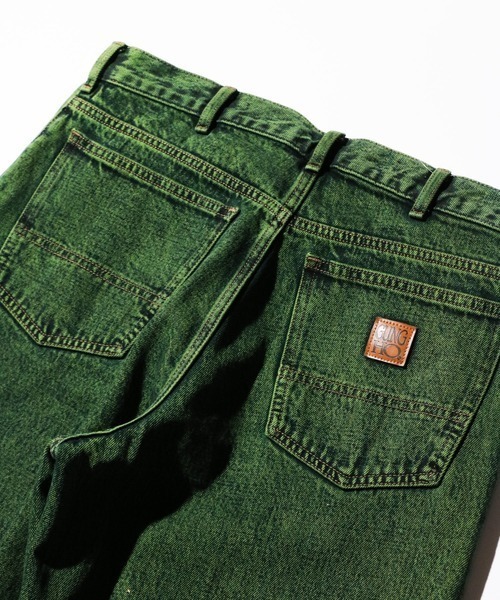 GUNG HO（ガンホー）の「GUNG HO / ガンホー DENIM TAPARED PANTS OVER DYE ワイドデニムパンツ（デニムパンツ・メンズ・パープル/グリーン・SMALL/MEDIUM/LARGE）」の9枚目の写真