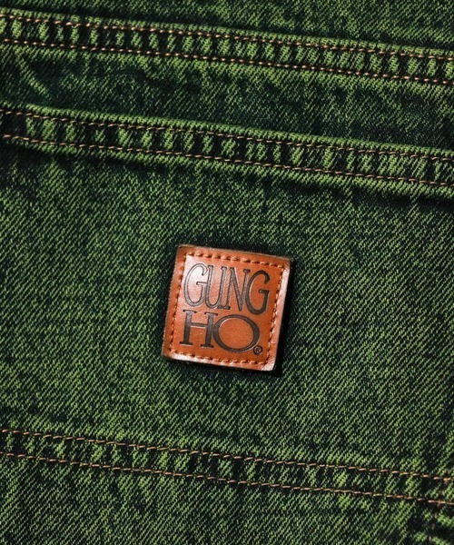 GUNG HO（ガンホー）の「GUNG HO / ガンホー DENIM TAPARED PANTS OVER DYE ワイドデニムパンツ（デニムパンツ・メンズ・パープル/グリーン・SMALL/MEDIUM/LARGE）」の10枚目の写真
