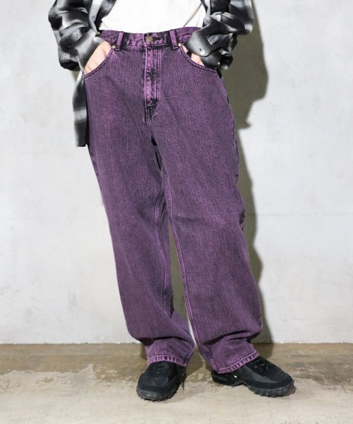 GUNG HO（ガンホー）の「GUNG HO / ガンホー DENIM TAPARED PANTS OVER DYE ワイドデニムパンツ（デニムパンツ・メンズ・パープル/グリーン・SMALL/MEDIUM/LARGE）」の19枚目の写真