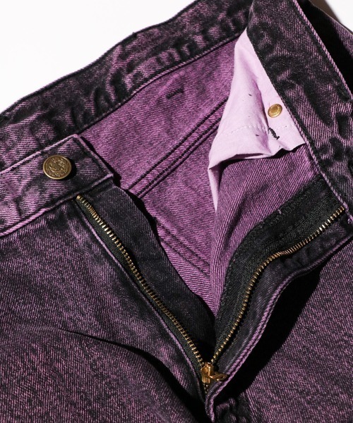 GUNG HO（ガンホー）の「GUNG HO / ガンホー DENIM TAPARED PANTS OVER DYE ワイドデニムパンツ（デニムパンツ・メンズ・パープル/グリーン・SMALL/MEDIUM/LARGE）」の12枚目の写真