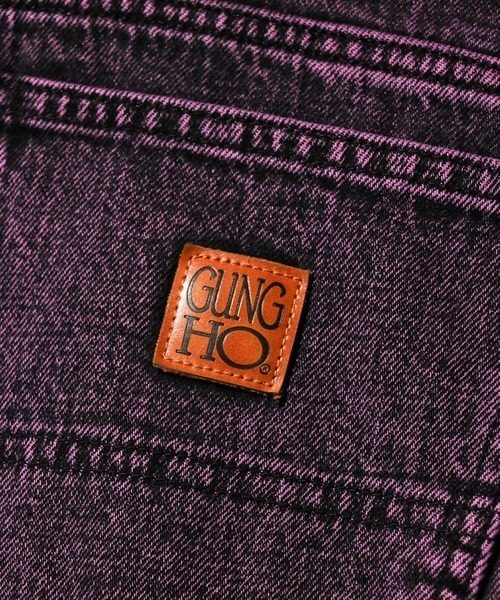 GUNG HO（ガンホー）の「GUNG HO / ガンホー DENIM TAPARED PANTS OVER DYE ワイドデニムパンツ（デニムパンツ・メンズ・パープル/グリーン・SMALL/MEDIUM/LARGE）」の18枚目の写真
