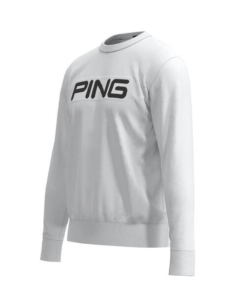 【ホワイト】10カラークルーネックニットプルオーバー <NATIVE> (MENS) セール】【PING APPAREL】10カラークルーネックニットプルオーバー