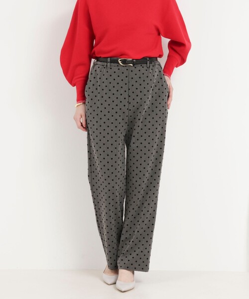 MICO COULIER（ミコクリエ）の「裏起毛TRフロッキードットパンツ（その他パンツ・レディース・ブラウン/チャコールグレー・36/38）」の2枚目の写真