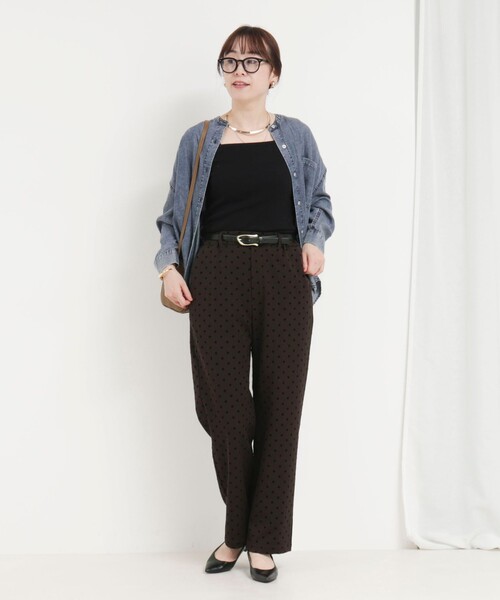 MICO COULIER（ミコクリエ）の「裏起毛TRフロッキードットパンツ（その他パンツ・レディース・ブラウン/チャコールグレー・36/38）」の3枚目の写真