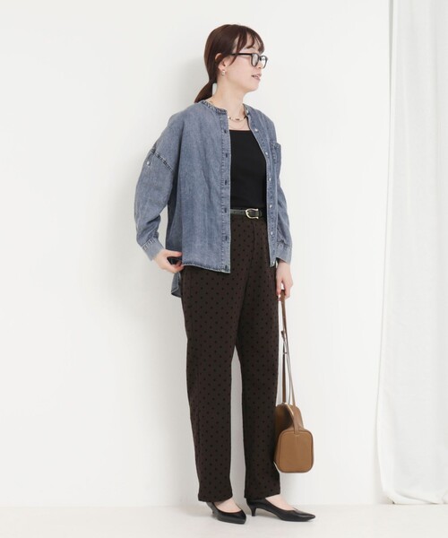 MICO COULIER（ミコクリエ）の「裏起毛TRフロッキードットパンツ（その他パンツ・レディース・ブラウン/チャコールグレー・36/38）」の4枚目の写真