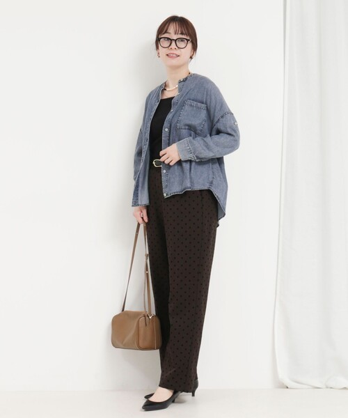 MICO COULIER（ミコクリエ）の「裏起毛TRフロッキードットパンツ（その他パンツ・レディース・ブラウン/チャコールグレー・36/38）」の5枚目の写真