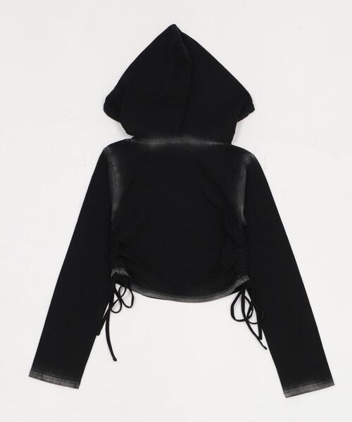 dispark（ディスパーク）の「DISPARK/【25年秋冬新作】サイドギャザーブリーチフーディー（Tシャツ/カットソー・レディース・カーキ/ブラック・FREE）」の9枚目の写真