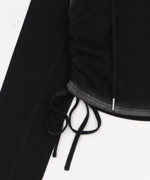 dispark（ディスパーク）の「DISPARK/【25年秋冬新作】サイドギャザーブリーチフーディー（Tシャツ/カットソー・レディース・カーキ/ブラック・FREE）」の12枚目の写真