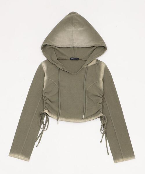 dispark（ディスパーク）の「DISPARK/【25年秋冬新作】サイドギャザーブリーチフーディー（Tシャツ/カットソー・レディース・カーキ/ブラック・FREE）」の13枚目の写真