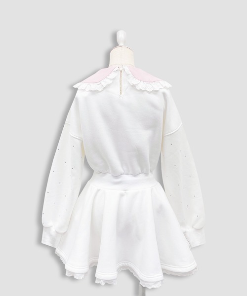 Honey Cinnamon（ハニーシナモン）の「袖ビジュー裏起毛スウェットワンピース（ワンピース・レディース・ホワイト/ブラック・FREE）」の15枚目の写真