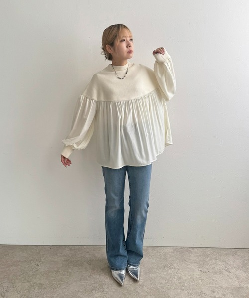 LHELBIE(レルビエ)の「ミラノリブドッキングニット(ニット/セーター・レディース・グレー/アイボリー/ブラック・M)」の22枚目の写真