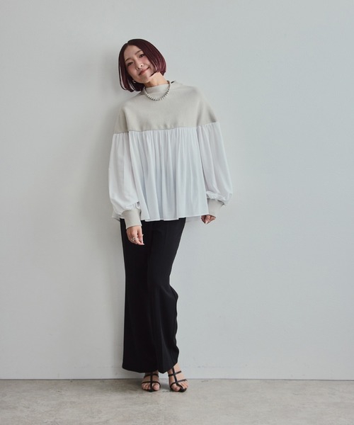 LHELBIE(レルビエ)の「ミラノリブドッキングニット(ニット/セーター・レディース・グレー/アイボリー/ブラック・M)」の4枚目の写真