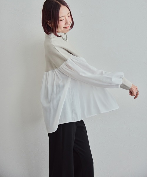 LHELBIE(レルビエ)の「ミラノリブドッキングニット(ニット/セーター・レディース・グレー/アイボリー/ブラック・M)」の10枚目の写真