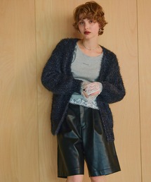 ELLEgirl | ラメフェザーVネックカーディガン【ELLEgirl/エルガール】(カーディガン/ボレロ)