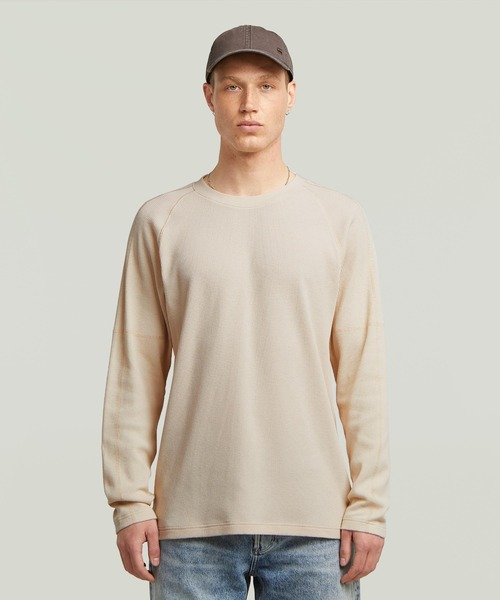 G-STAR（ジースター）の「TWEETER T-SHIRT/パネルデザインサーマルワッフルロングスリーブTシャツ（Tシャツ/カットソー・メンズ・ダークブラック/ベージュ系その他・X-LARGE/X-SMALL/LARGE/MEDIUM/SMALL）」の2枚目の写真