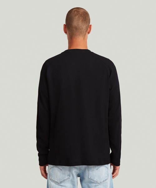 G-STAR（ジースター）の「TWEETER T-SHIRT/パネルデザインサーマルワッフルロングスリーブTシャツ（Tシャツ/カットソー・メンズ・ダークブラック/ベージュ系その他・X-LARGE/X-SMALL/LARGE/MEDIUM/SMALL）」の4枚目の写真
