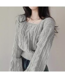 Ritzy | ショート丈 ボートネックのデザイン ニット素材セーター(ニット/セーター)