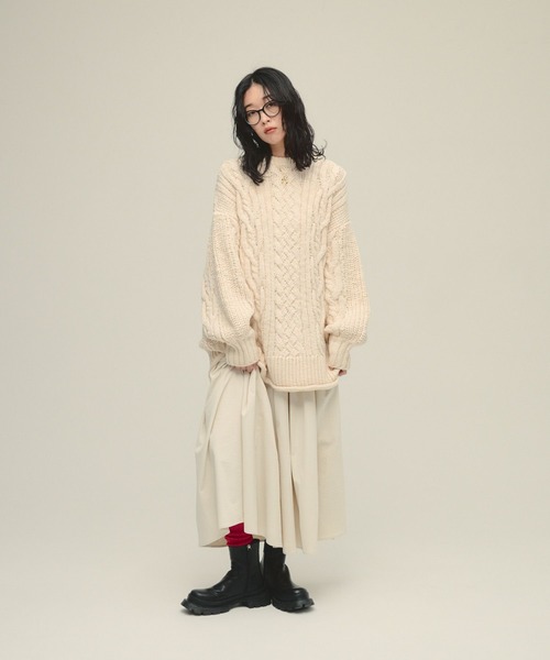 eL（エル）の「【eL】Tuck Gather Volume Skirt/603941（スカート・レディース・アイボリー/ブラック・FREE）」の14枚目の写真