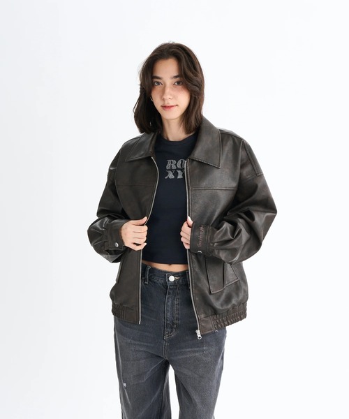 ROXY(ロキシー)の「MY BEST/ロキシーエコレザージャケット(ブルゾン・レディース・ブラウン/ブラック・SMALL/MEDIUM/LARGE)」の5枚目の写真