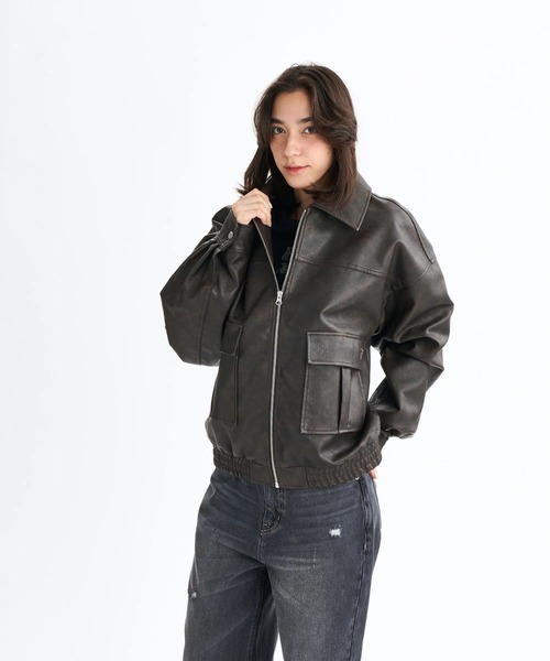 ROXY(ロキシー)の「MY BEST/ロキシーエコレザージャケット(ブルゾン・レディース・ブラウン/ブラック・SMALL/MEDIUM/LARGE)」の7枚目の写真