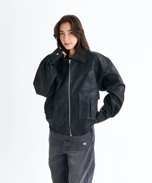 ROXY(ロキシー)の「MY BEST/ロキシーエコレザージャケット(ブルゾン・レディース・ブラウン/ブラック・SMALL/MEDIUM/LARGE)」の17枚目の写真