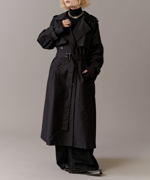 Lui's（ルイス）の「【mi-企画】ロングトレンチコート（トレンチコート・レディース・ブラック/グレー・S/M）」の3枚目の写真