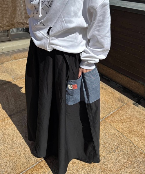 OLD BETTY'S（オールドベティーズ）の「【日本製】オールドベティーズ 【OLD BETTY’S】Volume Easy Long Skirt（スカート・レディース・ブラック/オリーブ・FREE）」の8枚目の写真