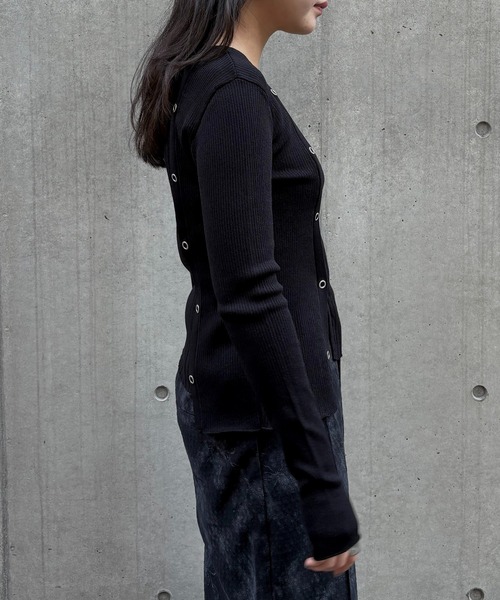 &g'aime（アンジェム）の「【&g'aime】MIXリブニット　Mixed Rib Knit（ニット/セーター・レディース・ブラック/レンガ/ホワイト/チャコールグレー・FREE）」の6枚目の写真