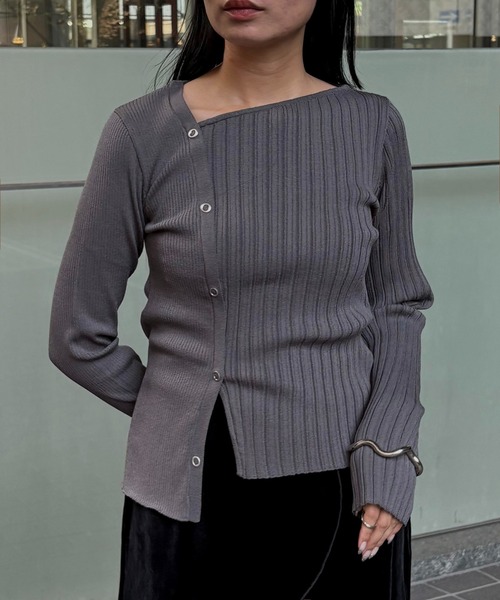 &g'aime（アンジェム）の「【&g'aime】MIXリブニット　Mixed Rib Knit（ニット/セーター・レディース・ブラック/レンガ/ホワイト/チャコールグレー・FREE）」の12枚目の写真