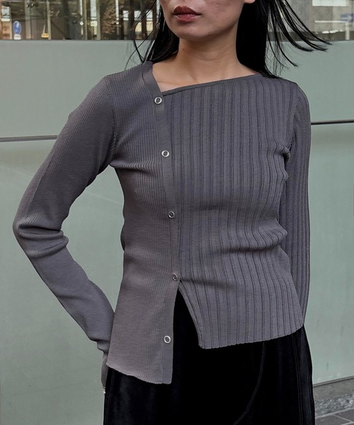 &g'aime（アンジェム）の「【&g'aime】MIXリブニット　Mixed Rib Knit（ニット/セーター・レディース・ブラック/レンガ/ホワイト/チャコールグレー・FREE）」の13枚目の写真