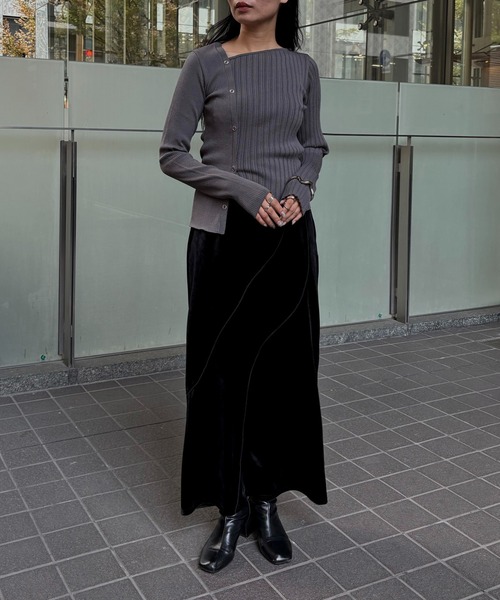 &g'aime（アンジェム）の「【&g'aime】MIXリブニット　Mixed Rib Knit（ニット/セーター・レディース・ブラック/レンガ/ホワイト/チャコールグレー・FREE）」の18枚目の写真