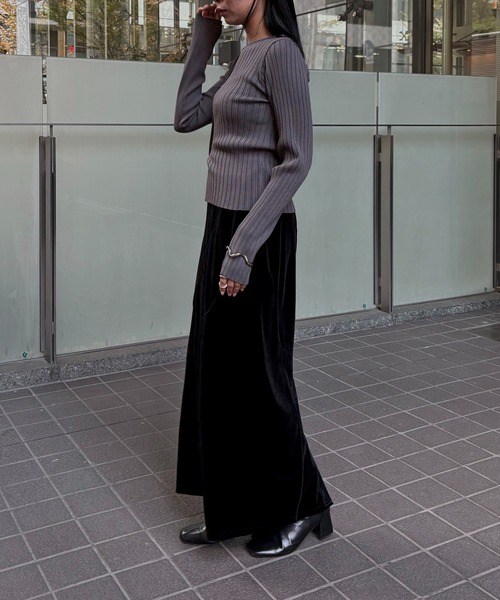 &g'aime（アンジェム）の「【&g'aime】MIXリブニット　Mixed Rib Knit（ニット/セーター・レディース・ブラック/レンガ/ホワイト/チャコールグレー・FREE）」の19枚目の写真