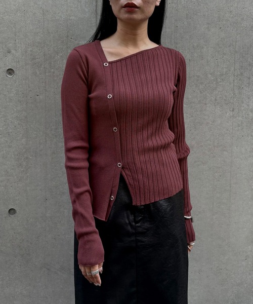 &g'aime（アンジェム）の「【&g'aime】MIXリブニット　Mixed Rib Knit（ニット/セーター・レディース・ブラック/レンガ/ホワイト/チャコールグレー・FREE）」の21枚目の写真