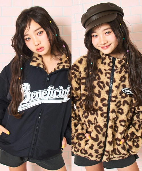 ANAP GｉRL（アナップガール）の「ANAPR＋S 撥水加工 リバーシブル ボア ブルゾン 【ユニセックス】【キッズお揃い】（ブルゾン・キッズ・ブラック/ネイビー/ベージュ・S/XS/M）」の2枚目の写真