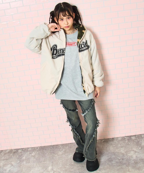 ANAP GｉRL（アナップガール）の「ANAPR＋S 撥水加工 リバーシブル ボア ブルゾン 【ユニセックス】【キッズお揃い】（ブルゾン・キッズ・ブラック/ネイビー/ベージュ・S/XS/M）」の22枚目の写真