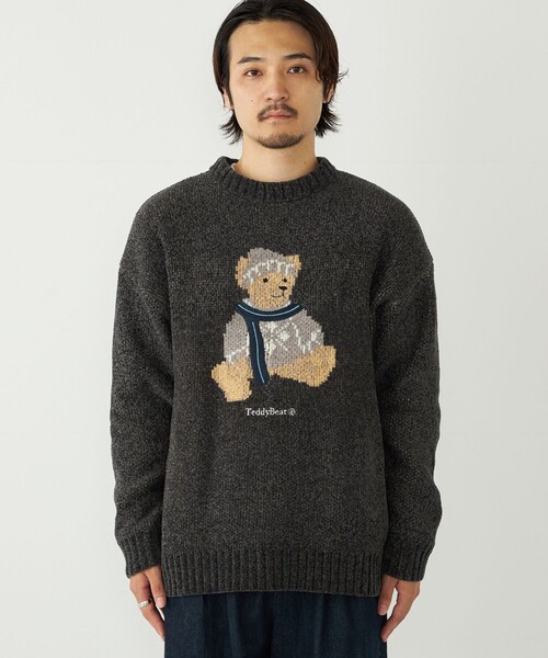 SAMANTHUA TAIWAN クマ柄セーター S SHIPS Colors:〈洗濯機可能〉TeddyBear(R) ジャカード モール ニット
