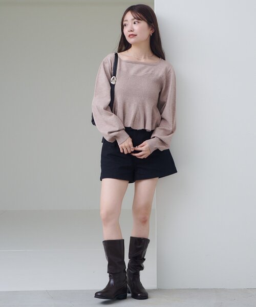 ma_sa　スラックス&ペプラムニット ペプラム裾ニットドッキングトップス(ニット)｜トップス｜emmi（エミ