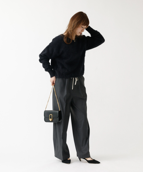 DESIGNWORKS（デザインワークス）の「スマートラメストライプレイヤードパンツ（その他パンツ・レディース・ブラック/グレー・フリー）」の6枚目の写真