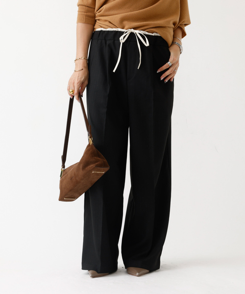 DESIGNWORKS（デザインワークス）の「スマートラメストライプレイヤードパンツ（その他パンツ・レディース・ブラック/グレー・フリー）」の8枚目の写真