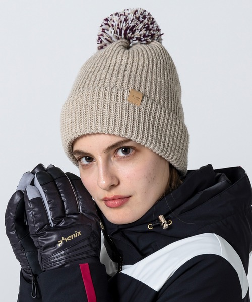 phenix(フェニックス)の「phenix(フェニックス)Mix Pompon Bright Watch Hat ミックスポンポン ブライト ニットハット(保温性/吸汗速乾)(ニットキャップ/ビーニー・レディース・ホワイト/ブラック/ベージュ/サファリグリーン/バーガンディー・ONE SIZE)」の3枚目の写真
