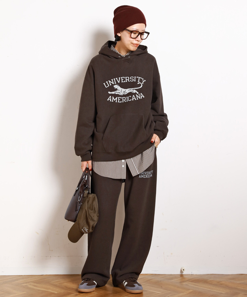 AMERICANA(アメリカーナ)の「【AMERICANA/アメリカーナ】別注UNIVERSITY AME SWEAT PANTS(スウェットパンツ・レディース・ブラウン・36/38)」の4枚目の写真