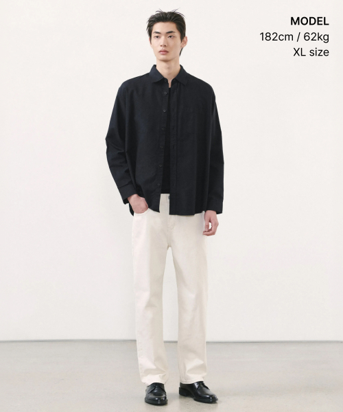 MUSINSA STANDARD（ムシンサスタンダード）の「リラックスフィットオックスフォードシャツ[ブラック]（シャツ/ブラウス・メンズ・その他・XX-LARGE/XXX-LARGE/SMALL/MEDIUM/LARGE/X-LARGE）」の2枚目の写真