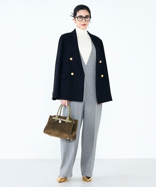 NOLLEY’S（ノーリーズ）の「ウォッシャブルVネックサロペット（つなぎ/オールインワン・レディース・ブラック/グレー・36/38）」の3枚目の写真