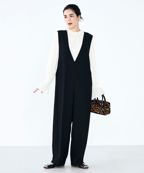 NOLLEY’S（ノーリーズ）の「ウォッシャブルVネックサロペット（つなぎ/オールインワン・レディース・ブラック/グレー・36/38）」の13枚目の写真