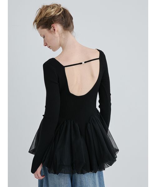 SORIN(ソリン )の「Tulle Panel Hem Top/チュールパネルヘムトップ(Tシャツ/カットソー・レディース・オフホワイト/ブラック/カーキ・38)」の7枚目の写真