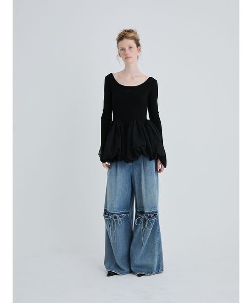 SORIN(ソリン )の「Tulle Panel Hem Top/チュールパネルヘムトップ(Tシャツ/カットソー・レディース・オフホワイト/ブラック/カーキ・38)」の9枚目の写真