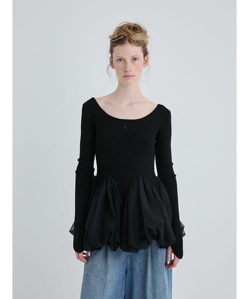 SORIN(ソリン )の「Tulle Panel Hem Top/チュールパネルヘムトップ(Tシャツ/カットソー・レディース・オフホワイト/ブラック/カーキ・38)」の20枚目の写真